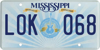 MS license plate LOK068