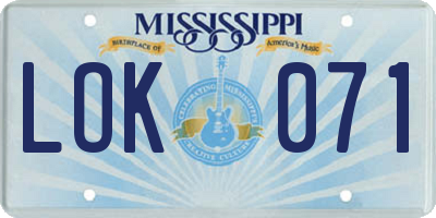 MS license plate LOK071