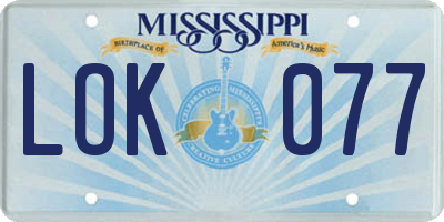 MS license plate LOK077