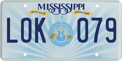 MS license plate LOK079