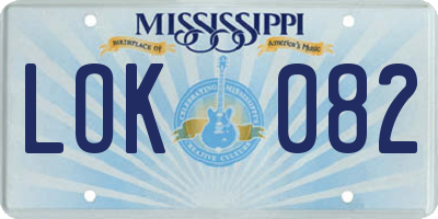 MS license plate LOK082