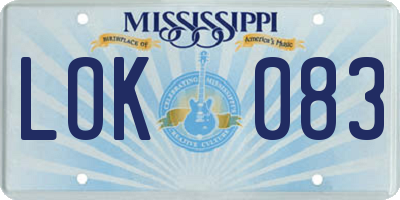 MS license plate LOK083