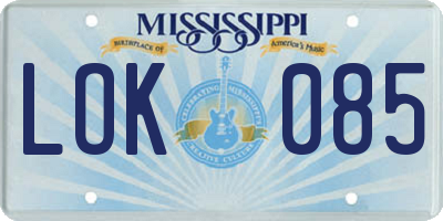 MS license plate LOK085