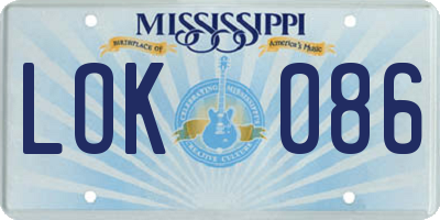 MS license plate LOK086