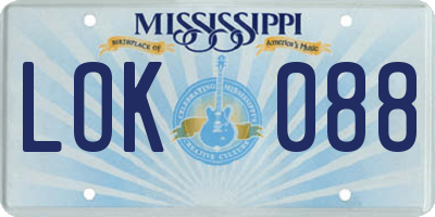 MS license plate LOK088