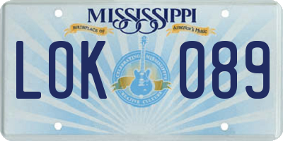 MS license plate LOK089
