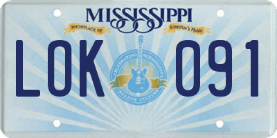 MS license plate LOK091