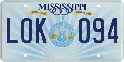 MS license plate LOK094