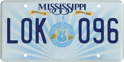 MS license plate LOK096