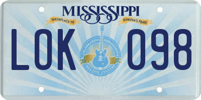 MS license plate LOK098