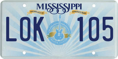 MS license plate LOK105