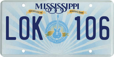 MS license plate LOK106