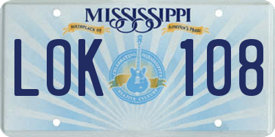 MS license plate LOK108
