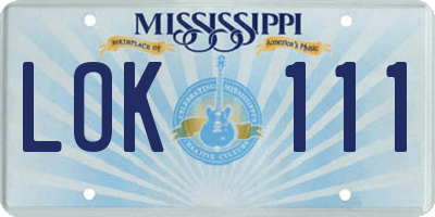 MS license plate LOK111