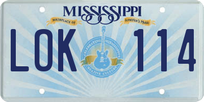 MS license plate LOK114