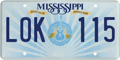 MS license plate LOK115