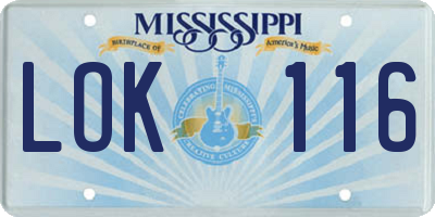 MS license plate LOK116
