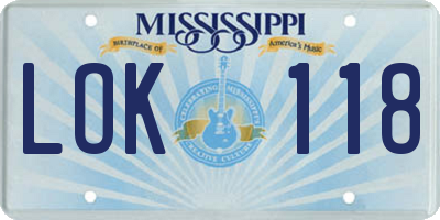 MS license plate LOK118