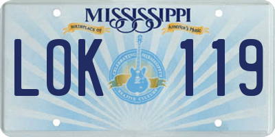 MS license plate LOK119