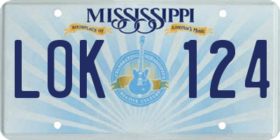 MS license plate LOK124