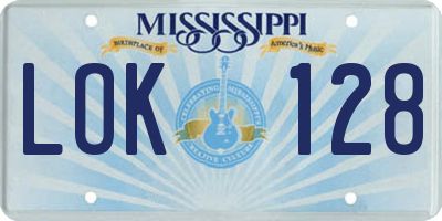 MS license plate LOK128
