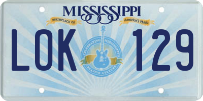 MS license plate LOK129