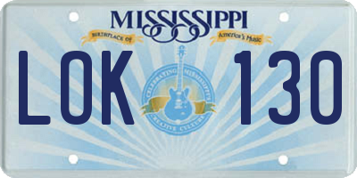 MS license plate LOK130