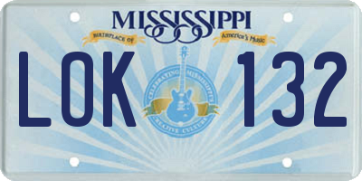 MS license plate LOK132