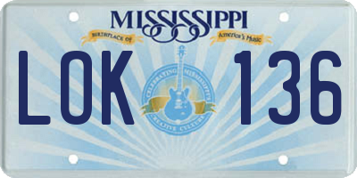MS license plate LOK136