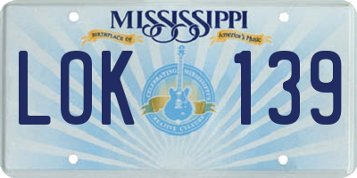 MS license plate LOK139