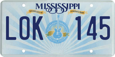 MS license plate LOK145