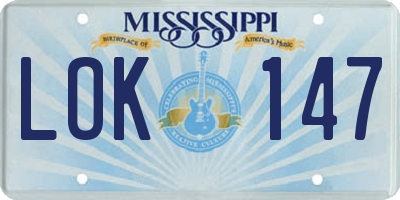 MS license plate LOK147
