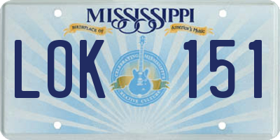 MS license plate LOK151