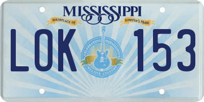 MS license plate LOK153