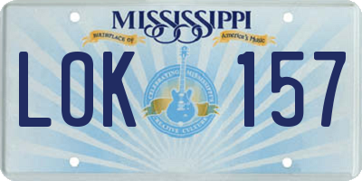 MS license plate LOK157