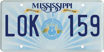 MS license plate LOK159