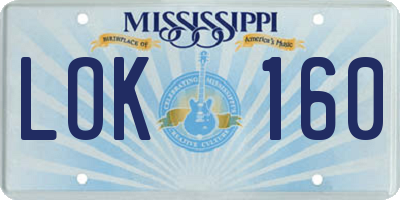 MS license plate LOK160