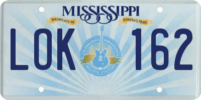 MS license plate LOK162