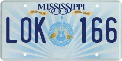 MS license plate LOK166