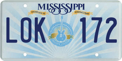 MS license plate LOK172