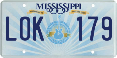 MS license plate LOK179