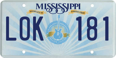 MS license plate LOK181