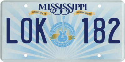 MS license plate LOK182