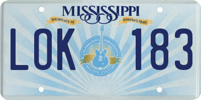 MS license plate LOK183