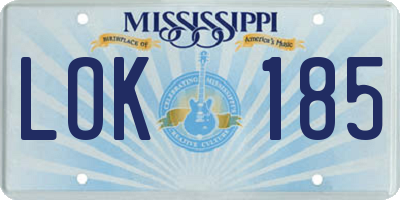 MS license plate LOK185