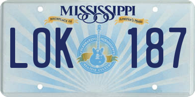 MS license plate LOK187