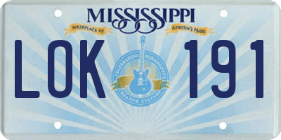 MS license plate LOK191