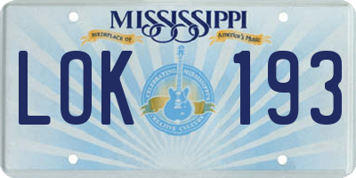MS license plate LOK193