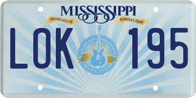 MS license plate LOK195