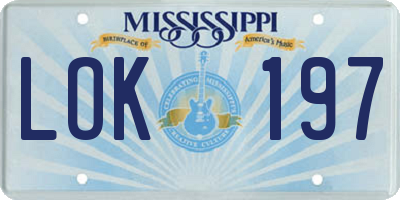 MS license plate LOK197